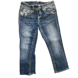 Viggos The New York‎ Crop Embellished Jeans - Women's Size 1 Dark Wash Denim